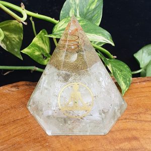 Selenite Cone Orgonite with Meditation Symbol
